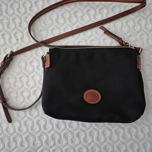 DOONEY & BOURKE Nylon Pouch Black and Brown Leather Crossbody Bag